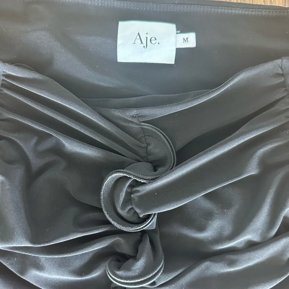 Aje Black Ruched Cut-Out Sleeve Blouse - Picture 7 of 7